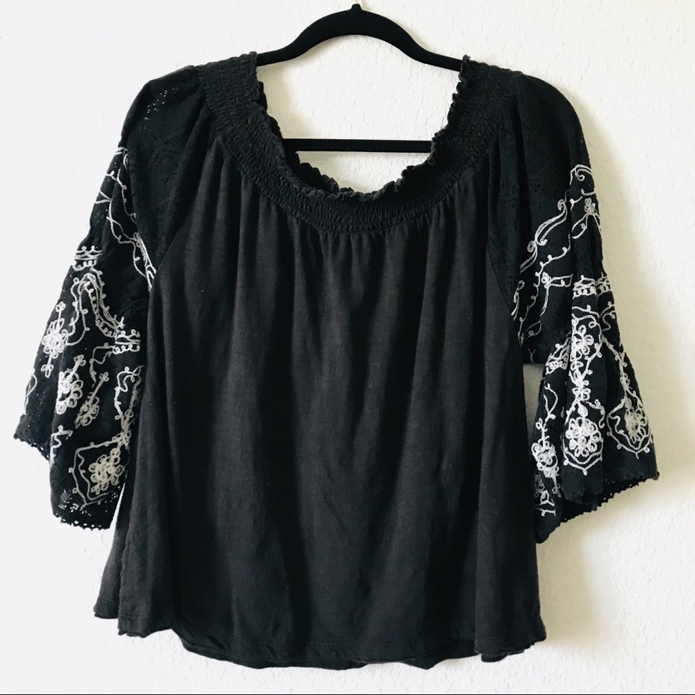 Free People Off the Shoulder Embroidered Jersey - Picture 8 of 9